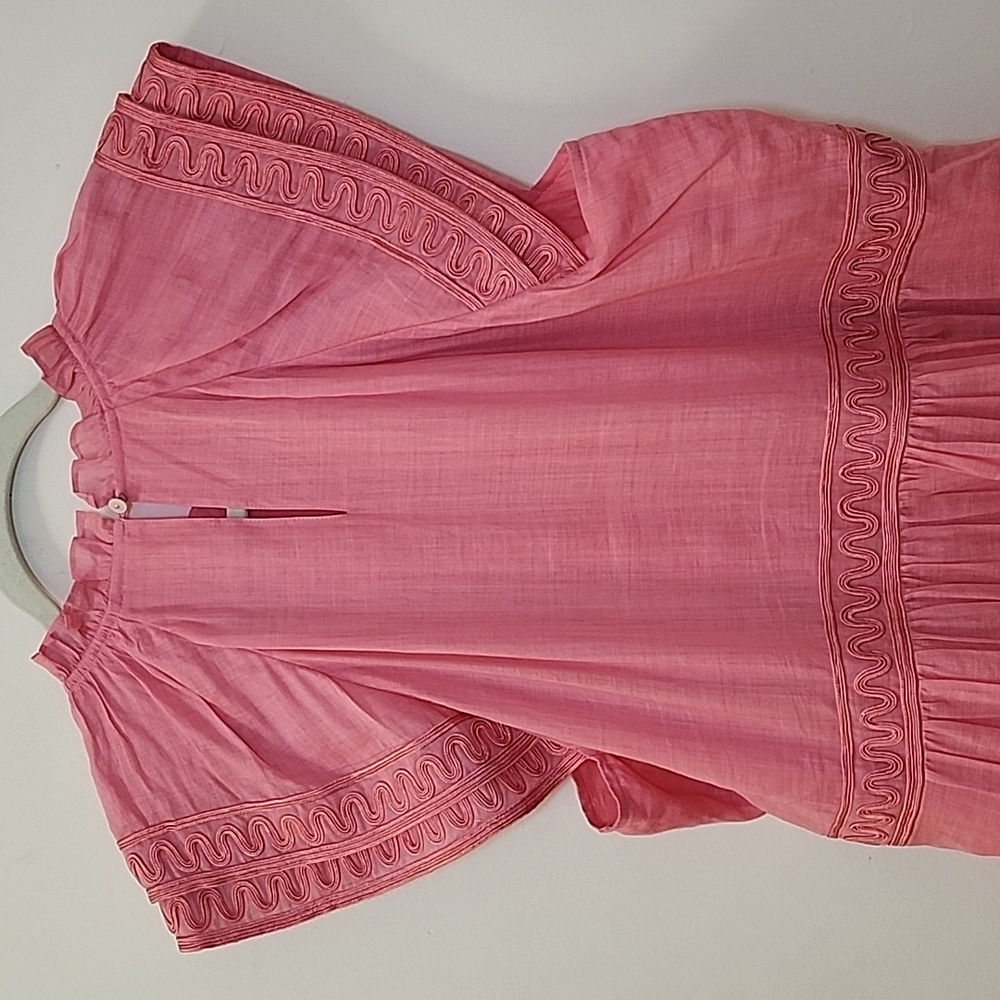 Veronica Beard Preppy Keely Tiered Ramie Mini Dress Size 10 Barbiecore - Picture 7 of 16